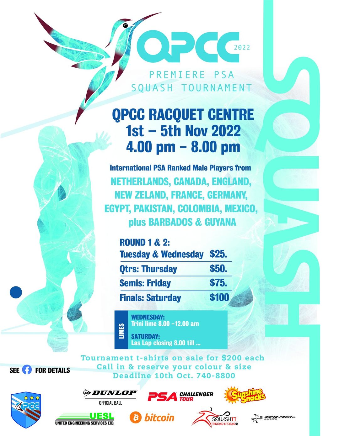 QPCC Premiere PSA Squash Tournament poster